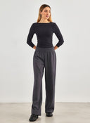Παντελόνι υφασμάτινο ONLY 15324530 - Γκρι σκούρο - thefashionproject.gr - ONLY