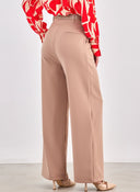 Παντελόνι υφασμάτινο wideleg με ζώνη - Caramel - thefashionproject.gr - BISOU