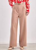 Παντελόνι υφασμάτινο wideleg με ζώνη - Caramel - thefashionproject.gr - BISOU