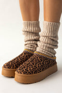 Παντόφλες suede με print και συνθετική γούνα ERYNN - Leopard - thefashionproject.gr - ERYNN
