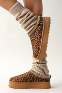 Παντόφλες suede με print και συνθετική γούνα ERYNN - Leopard - thefashionproject.gr - ERYNN