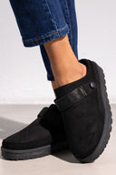Παντόφλες suede με velcro και συννθετική γούνα ERYNN