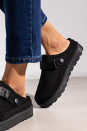 Παντόφλες suede με velcro και συννθετική γούνα ERYNN
