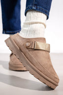 Παντόφλες suede με velcro και συννθετική γούνα ERYNN