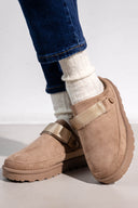 Παντόφλες suede με velcro και συννθετική γούνα ERYNN