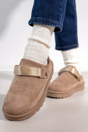 Παντόφλες suede με velcro και συννθετική γούνα ERYNN