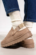 Παντόφλες suede με velcro και συννθετική γούνα ERYNN