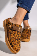 Παντόφλες suede με velcro και συννθετική γούνα ERYNN - Leopard - thefashionproject.gr - ERYNN