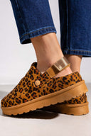 Παντόφλες suede με velcro και συννθετική γούνα ERYNN - Leopard - thefashionproject.gr - ERYNN