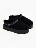 Παντόφλες teddy με συνθετική γούνα - Μαύρο - thefashionproject.gr - ERYNN