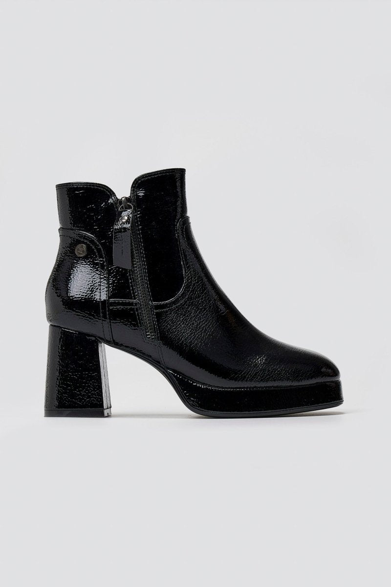 Patent Ankle Boots Xti 144272 with Block Heel - Black Patent - thefashionproject.gr - Xti Footwear