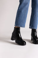 Patent Ankle Boots Xti 144272 with Block Heel - Black Patent - thefashionproject.gr - Xti Footwear