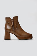 Patent Ankle Boots Xti 144272 with Block Heel - Light Brown Patent - thefashionproject.gr - Xti Footwear