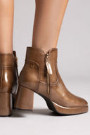 Patent Ankle Boots Xti 144272 with Block Heel - Light Brown Patent - thefashionproject.gr - Xti Footwear