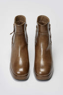 Patent Ankle Boots Xti 144272 with Block Heel - Light Brown Patent - thefashionproject.gr - Xti Footwear