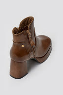 Patent Ankle Boots Xti 144272 with Block Heel - Light Brown Patent - thefashionproject.gr - Xti Footwear