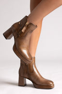 Patent Ankle Boots Xti 144272 with Block Heel - Light Brown Patent - thefashionproject.gr - Xti Footwear
