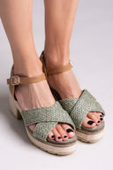 Πέδιλα crossover από ψάθα Refresh 172637 - Χακί - thefashionproject.gr - Refresh