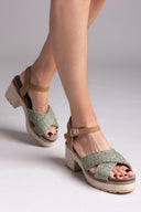 Πέδιλα crossover από ψάθα Refresh 172637 - Χακί - thefashionproject.gr - Refresh