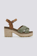 Πέδιλα crossover από ψάθα Refresh 172637 - Χακί - thefashionproject.gr - Refresh