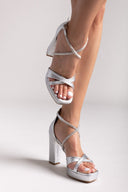 Πέδιλα crossover με στρας TFP - Ασημί - thefashionproject.gr - TFP