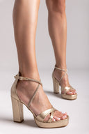 Πέδιλα crossover με στρας TFP - Χρυσό - thefashionproject.gr - TFP