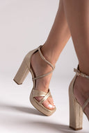 Πέδιλα crossover με στρας TFP - Χρυσό - thefashionproject.gr - TFP