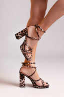 Πέδιλα crossover σατέν με μπαρέτα ERYNN - Leopard - thefashionproject.gr - ERYNN