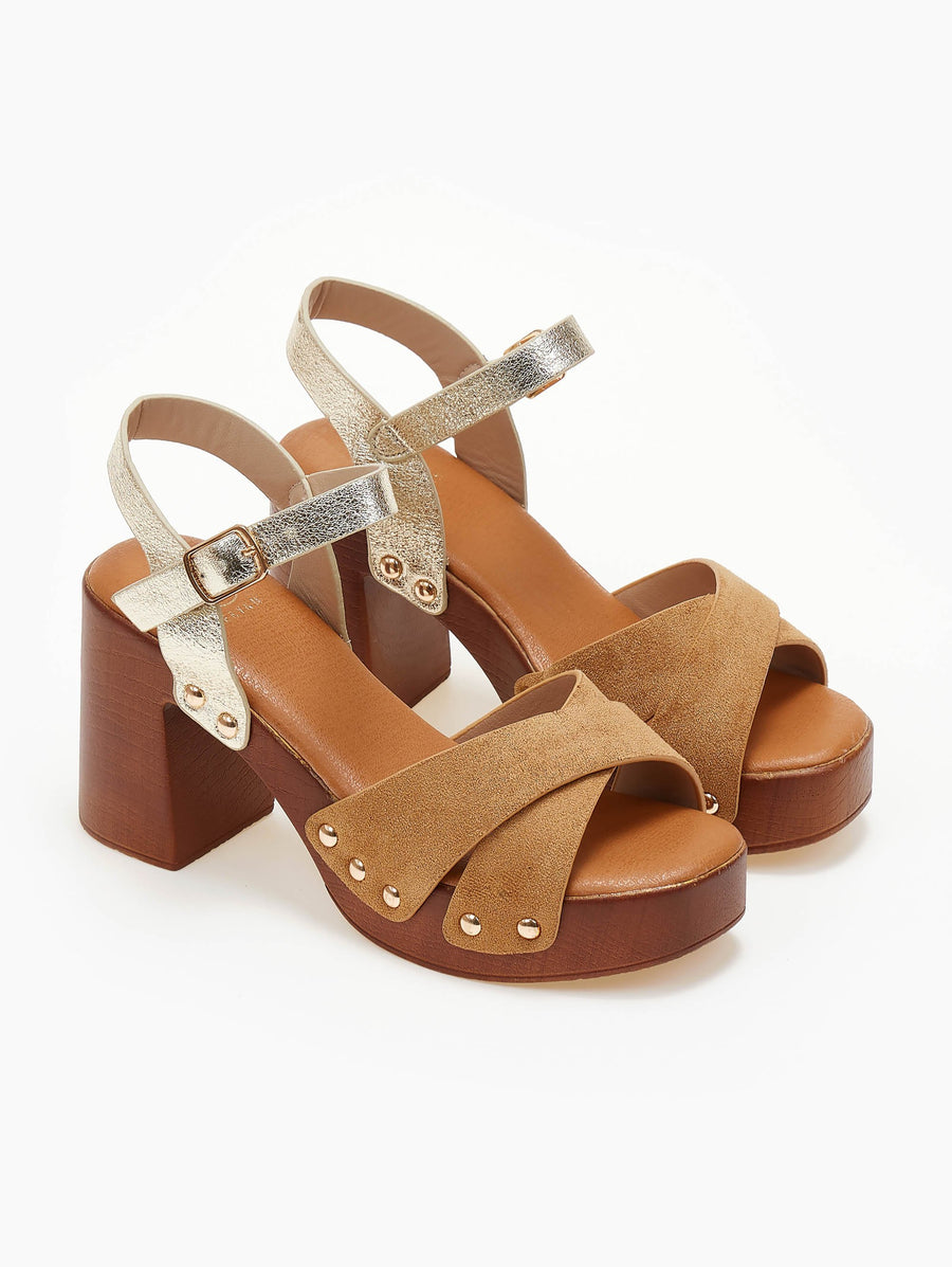 Πέδιλα crossover suede με τρουκς ERYNN