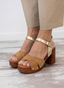 Πέδιλα crossover suede με τρουκς ERYNN - Κάμελ - thefashionproject.gr - ERYNN