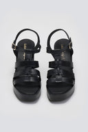 Πέδιλα δερμάτινα gladiator με τακούνι TFP - Μαύρο - thefashionproject.gr - TFP