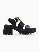 Πέδιλα δερμάτινα με chunky σόλα Ragazza 01241 - Μαύρο - thefashionproject.gr - RAGAZZA