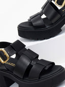Πέδιλα δερμάτινα με chunky σόλα Ragazza 01241 - Μαύρο - thefashionproject.gr - RAGAZZA