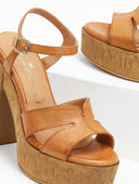 Πέδιλα δερμάτινα με φελλό tfp - Ταμπά - thefashionproject.gr - TFP