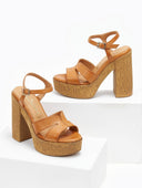 Πέδιλα δερμάτινα με φελλό tfp - Ταμπά - thefashionproject.gr - TFP