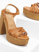 Πέδιλα δερμάτινα με φελλό tfp - Ταμπά - thefashionproject.gr - TFP
