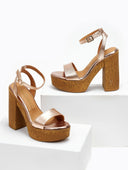 Πέδιλα δερμάτινα με φελλό tfp - Χαλκός - thefashionproject.gr - TFP - 19055013002