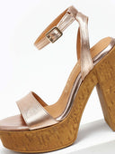 Πέδιλα δερμάτινα με φελλό tfp - Χαλκός - thefashionproject.gr - TFP - 19055013002
