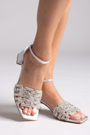 Πέδιλα δερμάτινα με στρας φάσα Iris sandals