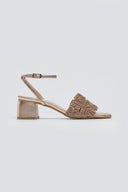 Πέδιλα δερμάτινα με στρας φάσα Iris sandals - Χαλκός - thefashionproject.gr - IRIS