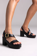 Πέδιλα δερμάτινα με τοκά Ragazza 0771 - Μαύρο - thefashionproject.gr - RAGAZZA