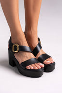 Πέδιλα δερμάτινα με τοκά Ragazza 0771 - Μαύρο - thefashionproject.gr - RAGAZZA