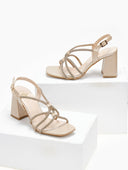 Πέδιλα με crossover στρας λουράκια TFP - Μπεζ - thefashionproject.gr - TFP
