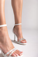 Πέδιλα με διπλή σειρά στρας TFP - Λευκό Πέρλα - thefashionproject.gr - TFP