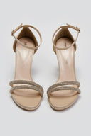 Πέδιλα με διπλή σειρά στρας TFP - Μπεζ Πέρλα - thefashionproject.gr - TFP