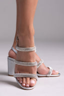 Πέδιλα με φαρδιά στρας λουράκια - Ασημί - thefashionproject.gr - La Coquette
