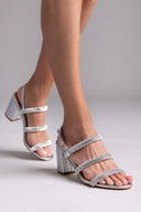 Πέδιλα με φαρδιά στρας λουράκια - Ασημί - thefashionproject.gr - La Coquette