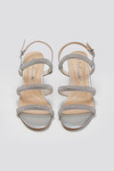 Πέδιλα με φαρδιά στρας λουράκια - Ασημί - thefashionproject.gr - La Coquette