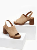 Πέδιλα με φαρδιά χωστή φάσα ERYNN - Κάμελ - thefashionproject.gr - ERYNN