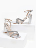 Πέδιλα με φαρδιές στρας φάσες - Ασημί - thefashionproject.gr - Stephan